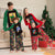 Colorblock Cute Pattern Round Neck Long Sleeve Christmas Parent-Child Pajamas