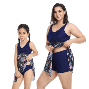 🎉Spring Sale 50% Off - Plus Size Ruffle Floral Print One-Piece Mommy and Me Swimsuit