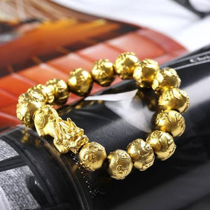 Gold Pixiu Wealth Mantra Bracelet