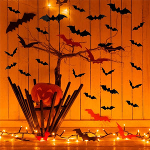 Halloween 3D Black Bat Wall Sticker(96PCS)