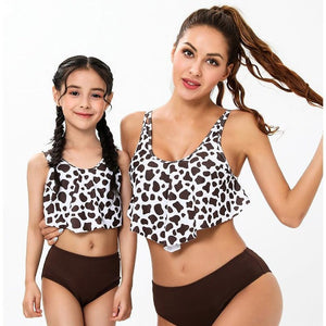 Tan Patterned Bikini Mommy And Me Swimsuit