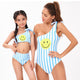 Blue And White Striped One-piece Mommy And Me Swimsuit