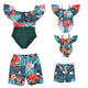 Family Matching Green Plants Printed Swimsuits