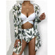 Tropical Twist Front High Waisted Three Piece Swimsuit