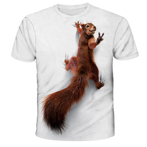 3D Graphic Printed Short Sleeve Shirts Squirrel