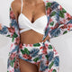 Tropical Twist Front High Waisted Three Piece Swimsuit