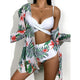 Tropical Twist Front High Waisted Three Piece Swimsuit