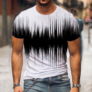 3D Graphic Printed Short Sleeve Shirts Black & White