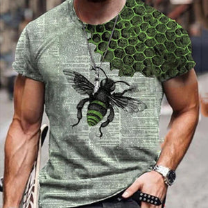 3D Graphic Printed Short Sleeve Shirts Bee Print