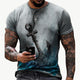 3D Graphic Printed Short Sleeve Shirts  Big and Tall Round Neck Yellow Gray Dark Gray / Summer