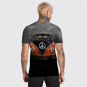 3D Graphic Printed Short Sleeve Shirts Car Print