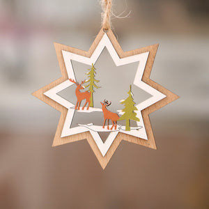 3D Christmas Ornament Wooden Hanging Pendants