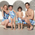 Family Matching Blue Plants Printed Swimsuits