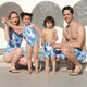 Family Matching Blue Plants Printed Swimsuits