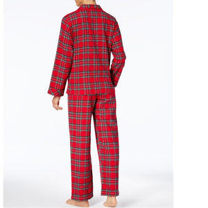 Christmas red checked printed shirt parent-child suit