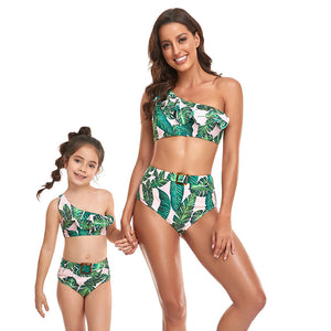 🎉Spring Sale 50% Off - Ruffled Split High Waist Tie Bikini Mommy and Me Swimsuit