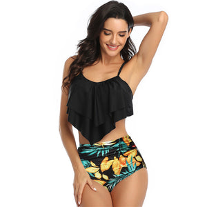 Ruffled Top & High Waisted Bottom Mommy and Me Swimsuit
