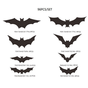 Halloween 3D Black Bat Wall Sticker(96PCS)