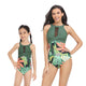 🎉Spring Sale 50% Off - Mother Daughter Swimsuits One-Piece Halter Floral Transparent Swimsuit