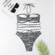 Stripe Print Bikini Set Sexy Filled Bra Swimsuit