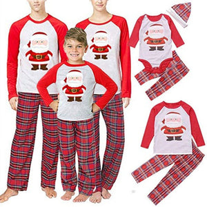 Santa Claus Check Parent-child Pajamas Set