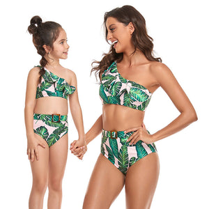 🎉Spring Sale 50% Off - Ruffled Split High Waist Tie Bikini Mommy and Me Swimsuit