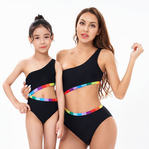 Black One-piece Sexy Mommy And Me Swimsuit