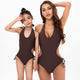 Brown Solid Color One-piece Mommy And Me Swimsuit