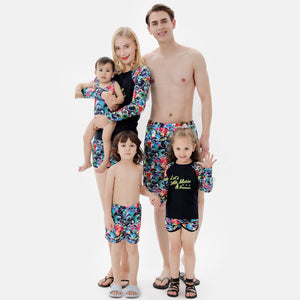 Family Matching Colorful Long Sleeve Printed Swimsuits